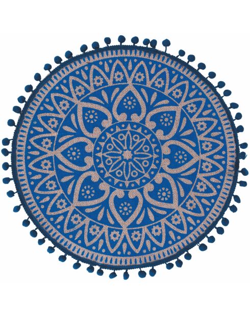 6 Sets de table en jute bleus - D.43 cm