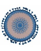 6 manteles individuales de yute azul - D.43 cm