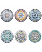 6 bunte Obstteller aus andalusischem Porzellan, D.19,3 cm