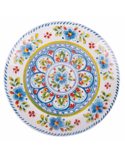 6 bunte Obstteller aus andalusischem Porzellan, D.19,3 cm