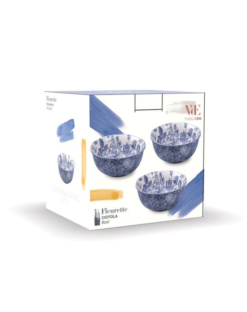 3 Bols Fleurette lilas - D.14 cm