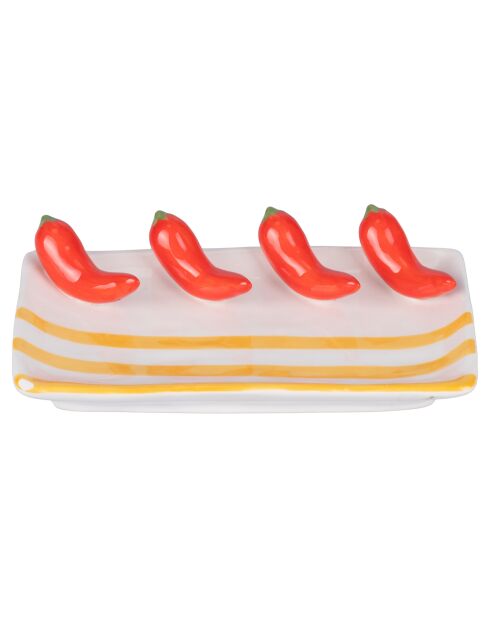 Gedecoreerde schaal Fruits Peppers geel/rood - 15,5x9,5x3,2 cm
