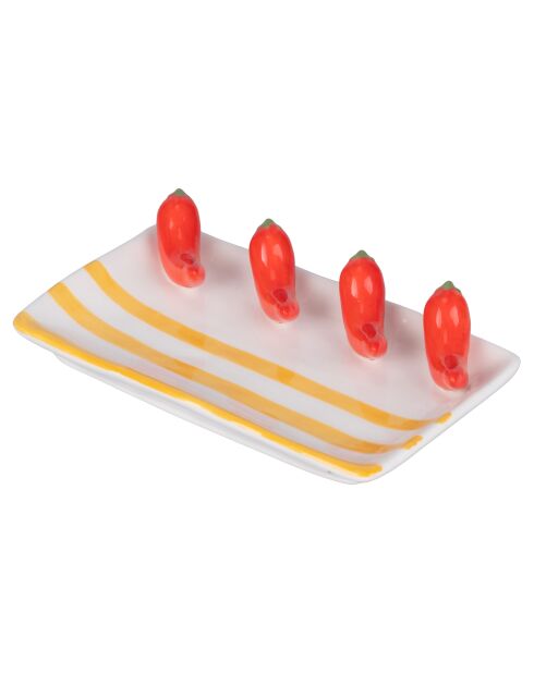 Gedecoreerde schaal Fruits Peppers geel/rood - 15,5x9,5x3,2 cm