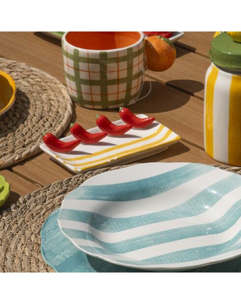 Gedecoreerde schaal Fruits Peppers geel/rood - 15,5x9,5x3,2 cm