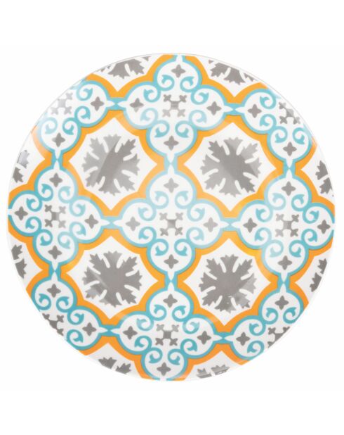 6 Assiettes à fruits en Porcelaine Valladolid multicolroes - D.19.3 cm