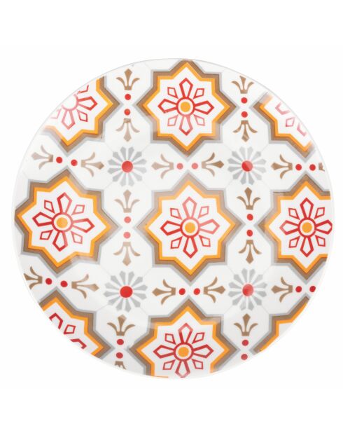 6 Assiettes à fruits en Porcelaine Valladolid multicolroes - D.19.3 cm