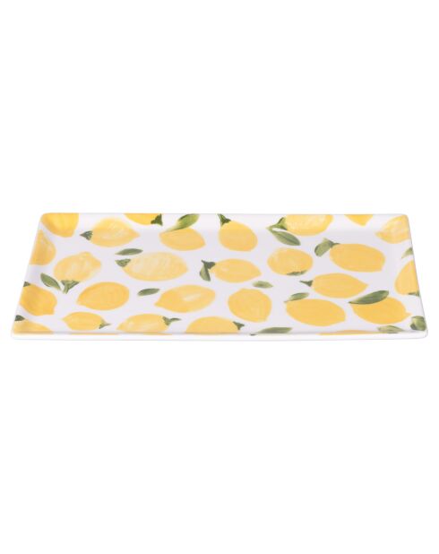 4 More Amor porseleinen borden wit/geel - 31,5x16,5 cm