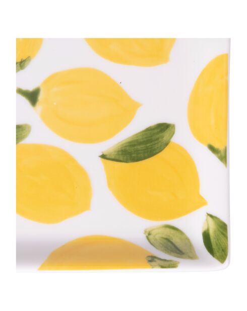 4 More Amor porseleinen borden wit/geel - 31,5x16,5 cm