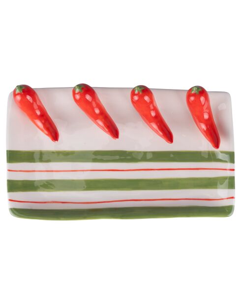 Gedecoreerde schaal Fruits Peppers wit/rood - 23,5x13x5 cm
