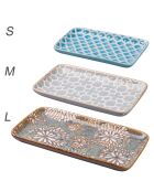 3 platos rectangulares azul/gris/beige - 23x12,3x2 cm