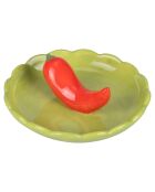 Plato pequeño con pimiento verde/rojo - D.11,5 cm