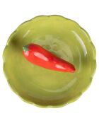 Plato pequeño con pimiento verde/rojo - D.11,5 cm