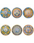 6 veelkleurige La Tradizione porseleinen fruitborden - D.19,3 cm