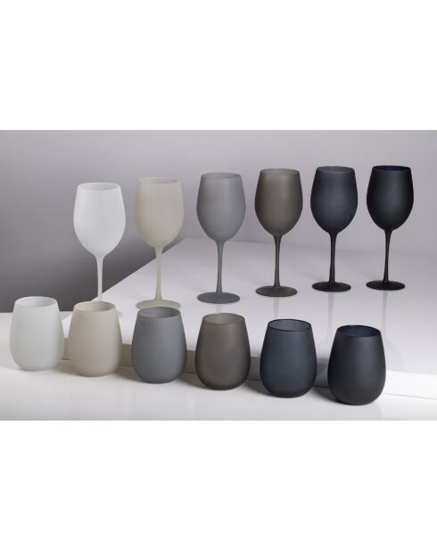 6 grijze Happy Hour waterglazen - 60 cl