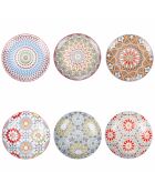 6 platos de fruta de porcelana Casablanca multicolores - D.19,3 cm