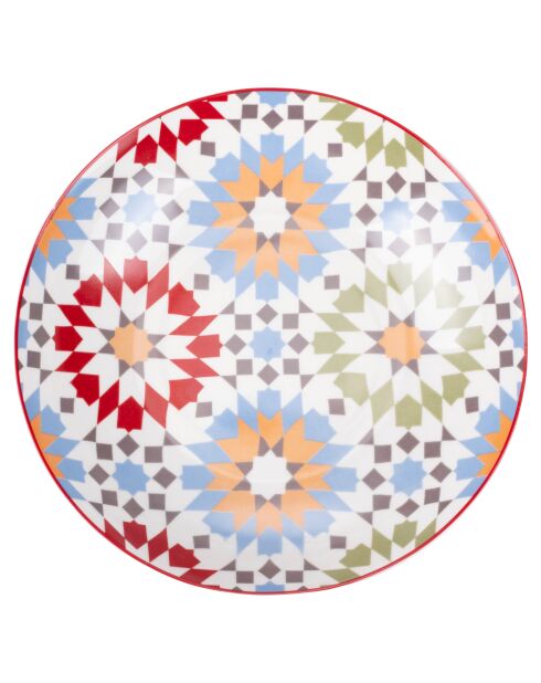 6 platos de fruta de porcelana Casablanca multicolores - D.19,3 cm