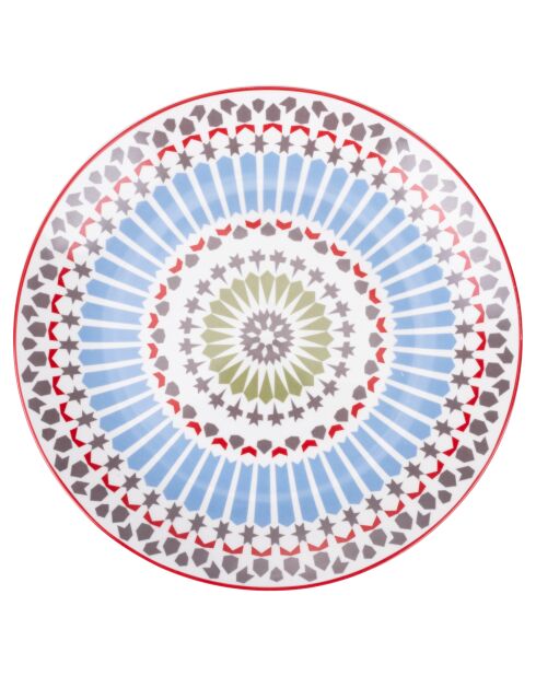 6 platos de fruta de porcelana Casablanca multicolores - D.19,3 cm