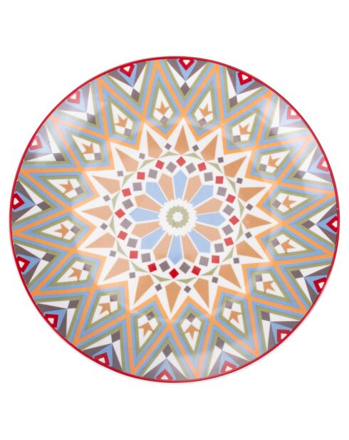 6 platos de fruta de porcelana Casablanca multicolores - D.19,3 cm