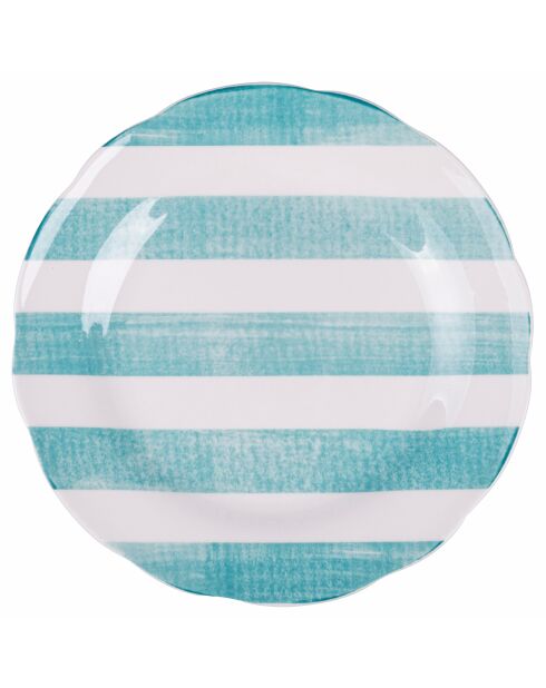 6 turkooizen fruitborden van Versilia porselein - D.19 cm