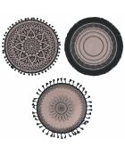 6 manteles individuales de yute negro - D.44 cm