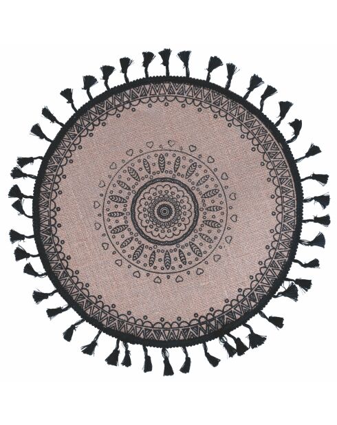 6 Sets de table en jute noirs - D.44 cm