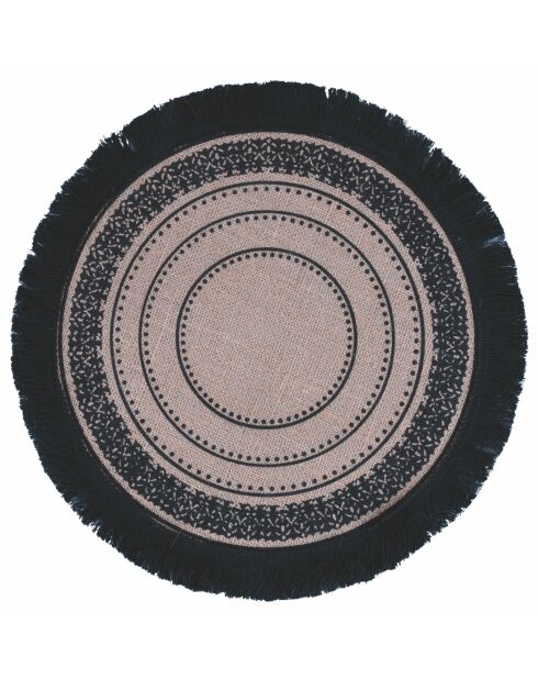 6 Sets de table en jute noirs - D.44 cm