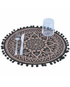 6 manteles individuales de yute negro - D.44 cm