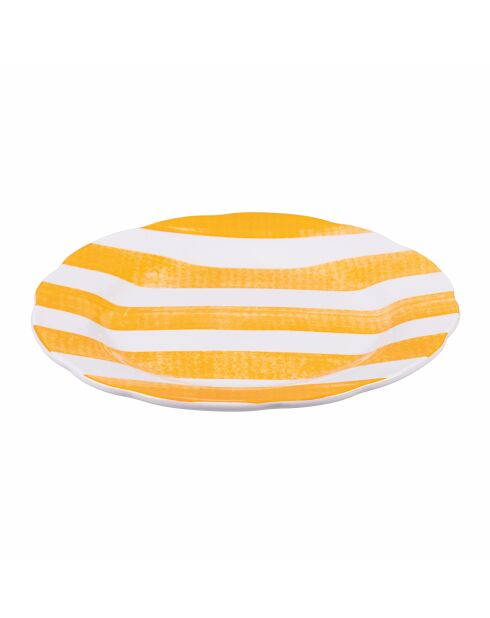 6 wit/oranje fruitborden van Versilia porselein - D.19 cm