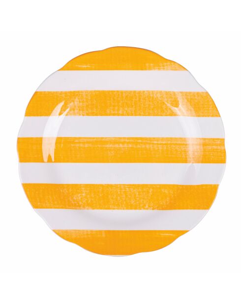 6 wit/oranje fruitborden van Versilia porselein - D.19 cm