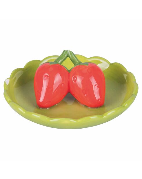 Klein rood/groen aardbeienbord - D.11,2 cm