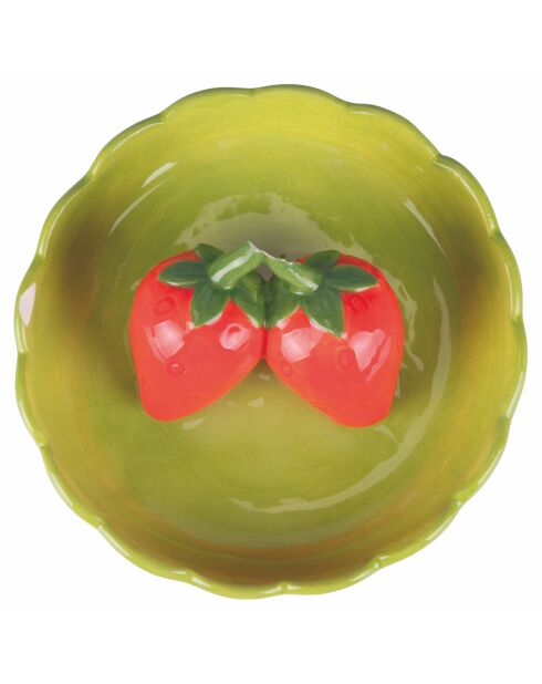Klein rood/groen aardbeienbord - D.11,2 cm