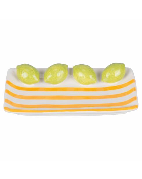 Gedecoreerde schaal Fruits Limone geel/oranje - 15,5x9x2,8 cm