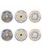 6 mehrfarbige Obstteller aus sizilianischem Porzellan