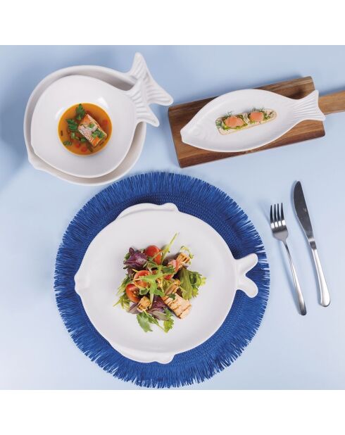 Assiette à soupe de poisson Kos blanche - 20x17x6 cm