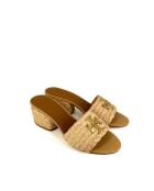 Everly lichte taupe muiltjes van raffia met vierkante hak