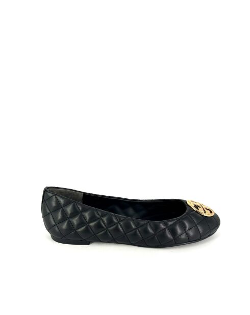 Ballerines matelassées Chelsea noir/doré