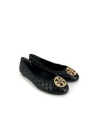 Ballerines matelassées Chelsea noir/doré