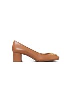 Pompe Chelsea 50 mm karamellbraune Lederpumps mit mittlerem Absatz