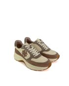 Cremefarbene/hellbraune Sneakers