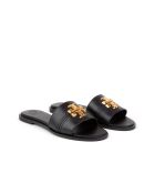 Sandale plates en Cuir Everly Slide noires