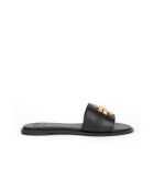 Sandale plates en Cuir Everly Slide noires