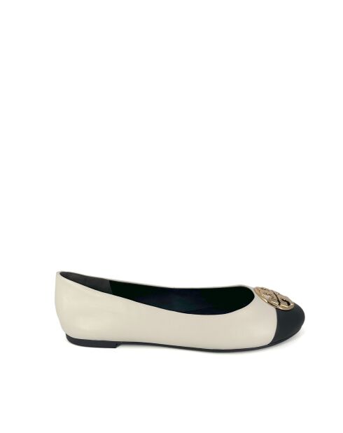 Ballerines en Cuir Chelsea à bout rapporté blanc cassé/noir