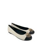 Ballerines en Cuir Chelsea à bout rapporté blanc cassé/noir