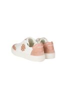 Poederachtige roze/witte leren sneakers met kleurblokken