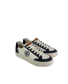 Sneakers aus Leder im Farbblock-Design in Marineblau/Weiß