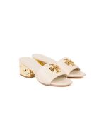 Creme/gouden Everly lederen sandalen met halfhoge hak