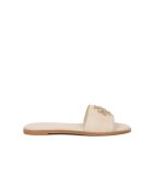 Everly Slide lichtbeige, kristal/gouden leren sandalen
