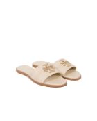 Everly Slide lichtbeige, kristal/gouden leren sandalen