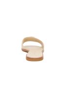 Everly Slide lichtbeige, kristal/gouden leren sandalen