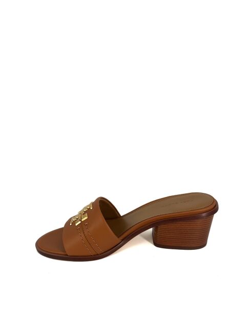 Everly bruine leren sandalen met hak